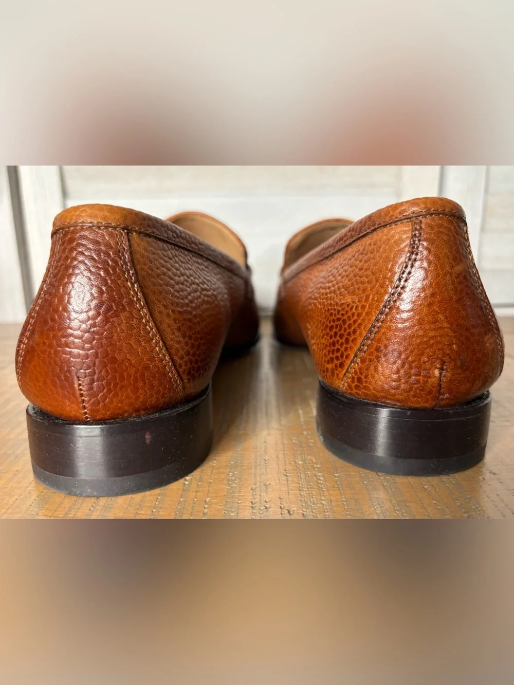 3DM Lifestyle Lorenzo Cognac Brown Pebble Grain Leather Bit Loafers US Men's 11